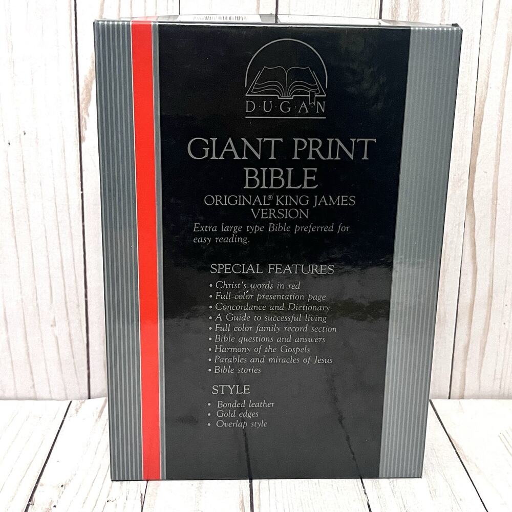 Vtg Dugan Bible Giant Print Genuine Bonded Leather Thumb Indexed Gold Edges 1988